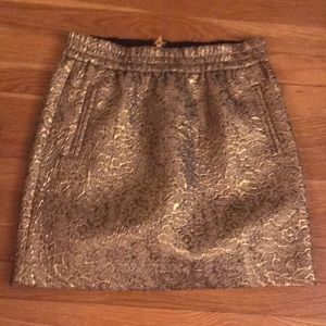 Gold patterned winter high waist skirt
